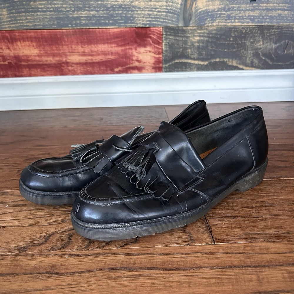 Dr. Martens Adrian Made in England Quilon Leather Tassel Loafers Mens 10 Black